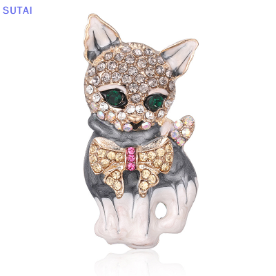 💖【Lowest price】SUTAI เข็มกลัดการ์ตูนรูปสัตว์แมววินเทจแบบตลกเสื้อแมวติดพลอยเทียมกระเป๋าหมุดเข็มกลัดสัญลักษณ์น่ารัก