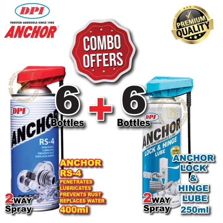 Anchor DPI RS4 Anti Rust Spray Multipurpose Lubricant + Anchor Lock & Hinge Lube OFFER