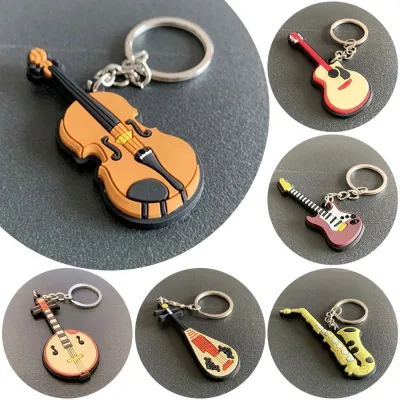 【CC】 New Arrival Keychain Man Punk Violin Musical Instrument Silicone Pendant Keyring Holder Gifts Jewelry