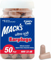 Macks Ultra Soft Foam Earplugs, 50 Pair - 33dB Highest NRR, Comfortable Ear Plugs for Sleeping, Snoring, Travel, Concerts, Studying, Loud Noise, Work Beige