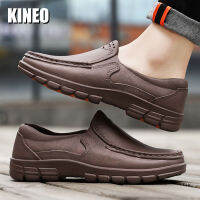 KINEO รองเท้ากันลื่นกันลื่นสำหรับผู้ชาย,รองเท้าโลฟเฟอร์กันลื่น Sepatu BOOT Pendek สำหรับร้านอาหารร้านอาหารไม่ลื่นผู้ชายกันลื่นสำหรับงานครัวหรือการพยาบาลน้ำมันและกันน้ำสีน้ำตาลดำ