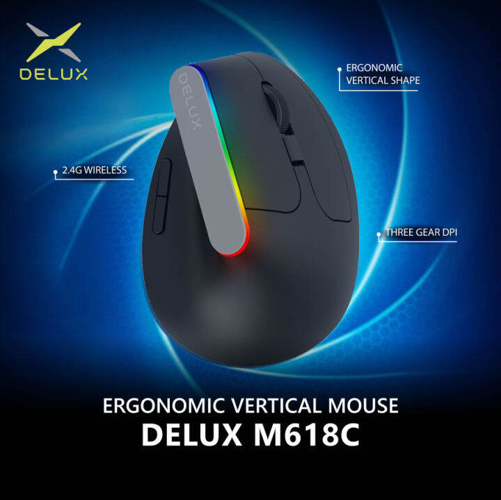 Delux M618C Wireless Vertical Ergonomic Mouse Gaming Lazada Indonesia
