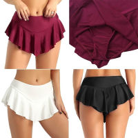 【CW】 Short Mini Skirt Culottes Women Micro Mini Skirt Dance Clubwear Metallic Pleated Skirt 3 Colors