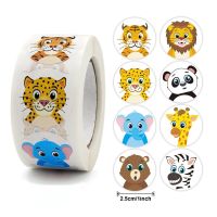 100-500pcs Round Cartoon Toys Animal stickers for kids Teacher Reward Encourage Sticker Office Stationery for children 1inch Stickers