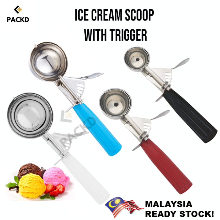 Cookie Scoop, Ice Cream Scooper with Trigger, Small, and Large Stainless  Steel Cookie Scoops for Baking, Ergonomic Handle Cookie Dough Scoop