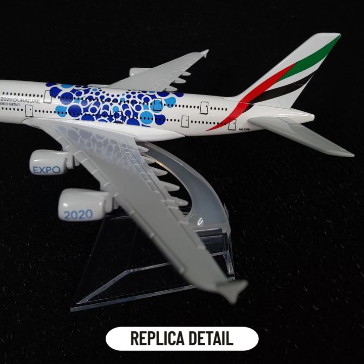 ขนาด1-400เครื่องบินจำลองโลหะ-diecast-fly-emirates-a380-expo-airlines-จำลอง16cm-โบอิ้งเครื่องบินแอร์บัสการบินของเล่นขนาดเล็ก