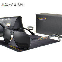 AOWEAR 2022 Luxury nd Polarized Sunglass Men Drive UV400 Protection R Vintage Sun Glassglasses Man