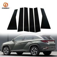 6 Buah Stiker Dekorasi Trim Pintu Tiang Jendela Mobil Aksesekori Sterekior Hitam มันวาวสำหรับ Hyundai Tucson NX4 2022 2023