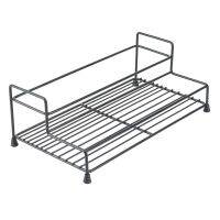 Iron Seasoning Rack Kitchen Supplies Household Single-Layer 2-Grid Seasoning Storage Rack Spice Storage Stand Black