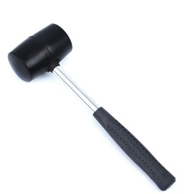 Non-Elastic Black Rubber Hammer Wear-Resistant Hammer with Round Head and Non-Slip Handle DIY Hand Tool