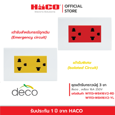 HACO ชุดเต้ารับสำหรับฉุกเฉิน Emergency Circuit ชุดเต้ารับพิเศษ Isolated Circuit รุ่น W8416V2-RD , W8416V2-YL