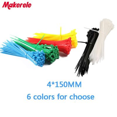 4*150mm Colorful  nylon cable ties cable wire tie Self-Locking plastic tie zip ties 100PCS/Bag and 6 colors for choose