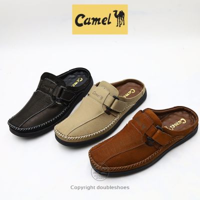 Camel รองเท้าคัทชูเปิดส้น หนังแท้ หนังลายช้าง พื้นนุ่ม เย็บพื้น รุ่น CM109 ไซส์ 40-45