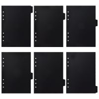 6 Pcs A5 Notebook Binder Divider Notepad Dividers Loose Leaf Punched Black Notebook Aesthetic Tabs Index Colored Page Markers