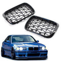 Grille สำหรับ BMW E36 3 Series 1997 1998 1999สีดำเพชรดาวตกสไตล์รถจัดแต่งทรงผมด้านหน้า Hood Kidney Grill 51138195151