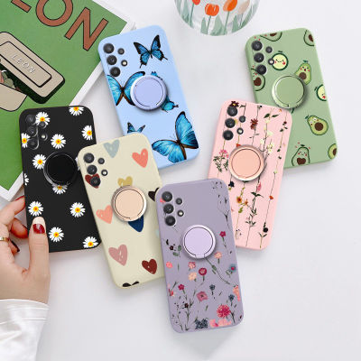 เคสซิลิโคนกันกระแทกที่วางแหวนแม่เหล็กเคสมือถือ A32สำหรับ Samsung Galaxy A52 A72 A52S สำหรับ Samsung 72 32 52 52 52S ลายดอกไม้รัก Caso