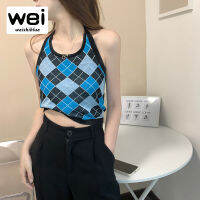 WEISHIBLUE เสื้อถักแฟชั่นสตรี,เสื้อโชว์หลังแบบมีเชือกสไตล์สำหรับผู้หญิง