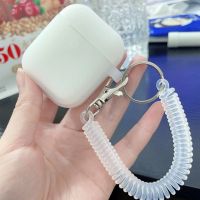 เคสสำหรับ Airpods 1/2/3สีทึบซิลิโคนฝาครอบหูฟังป้องกันสำหรับ Apple Air Pods Pro พร้อมสปริง Fexible พวงกุญแจสายโซ่