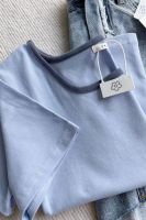❃ Design sense niche front shoulder square collar short-sleeved T-shirt womens summer ins trendy short high-waisted navel-exposing slim-fit tops