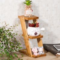 3 Layer Wooden Plant Standing Multiple Flower Pot Holder Shelves Bonsai Rack Storage Organizer Display for Indoor Garden Balcony