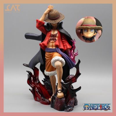 ZZOOI One Piece 25cm Yonko Luffy Anime Figures 4 Emperors Gk 2 Heads Action Figurine Pvc Statue Model Doll Decoration Collection Gift