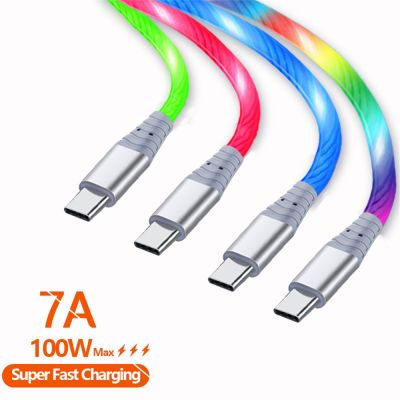 Chaunceybi 100W 7A Glowing Cable USB Type C Fast Charging Wire USB-C Data Cord