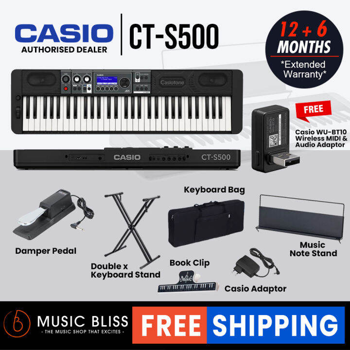 Casio Casiotone CT S500 61 Key Arranger Keyboard With Damper Pedal Keyboard Stand And Bag