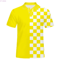 2023 New design 3D tshats polo men 3D print tee yellow white plaid Casual Short Sleeve customizer New polo shirt