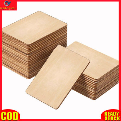 LeadingStar RC Authentic 50 Pieces Unfinished Square Wood Slices Blank 3.5 x 2.3 Inches Rectangle Chips For Painting DIY Craft Decoration