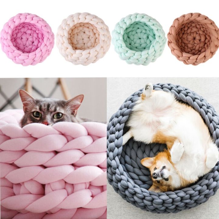 new-2-size-handmade-knitted-cat-bed-warm-winter-bed-small-soft-dog-beds-cat-cave-washable-pet-beds-for-cats-35-40cm