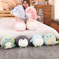 Squishy Cartoon Animals Plush Round Ball Shaped Hand Warmer Warm Holes Stuffed Animal Doll Penguin Whale Dino Pig Toy Gift