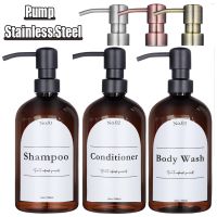 Refillable Shampoo and Conditioner Dispenser Set Empty Soap Bottles with Stainless Steel Pump Bathroom Shower Soap Dispenser