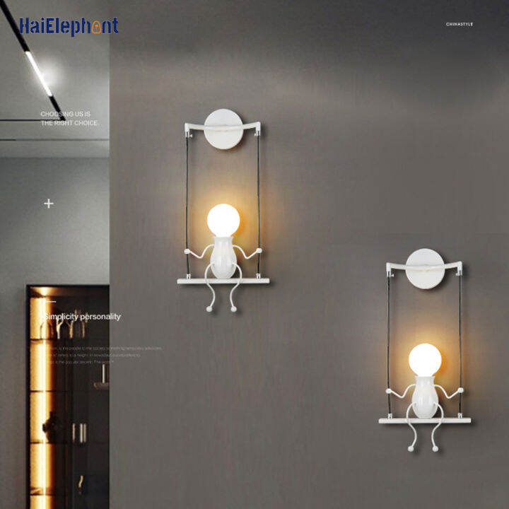 creative-led-wall-mounted-small-man-swing-lamp-childrens-room-bedroom-bedside-aisle-wall-sconces-nordic-art-decor-wall-lighting