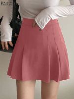 【CC】✤  ZANZEA All-match Jupes Fashion Pleated Skirt Korean Waist Short Skirts Pink Faldas