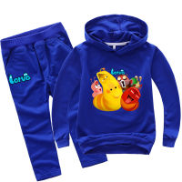 LARVA Hoodie Jogger สำหรับชายหญิงเสื้อผ้าเด็กเสื้อแขนยาวกางเกงเกาหลีผ้าฝ้าย + โพลีเอสเตอร์2ชิ้นชุดฤดูใบไม้ผลิฤดูใบไม้ร่วง Boy S