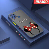 JIUMOO เคส C15 Realme ลายการ์ตูนเคสนิ่มป้องกันคลุมทั้งหมดแบบแข็งขอบสี่เหลี่ยมบางมีน้ำค้างแข็งโปร่งใสที่คาดผมลายการ์ตูนน่ารัก