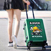 ข. Duck-กระเป๋าเดินทางรูปการ์ตูน,ฟ้า-20 "เคสเดินทางรถเข็นล้อสากล,กล่องกระเป๋าเดินทาง Gembok KATA Sandi TSA ความจุสูง