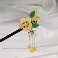 【CW】 Lampwork Flower Wood Chopstick Hairpin Hair Stick Pin Clip for Women Chinese Retro Hanfu Dress Jewelry Wedding Accessories