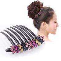 Korean Rhinestone Hair Accessories maple leaf comb curler adult versatile jewelry