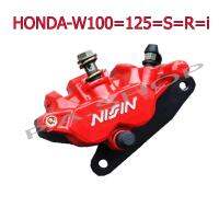 ปั้มดิสเบรคหน้า(ล่าง)พร้อมขาคาลิบเปอร์ NISIN 2 PORT สำหรับ HONDA-W100/S/N  W125/S/R/i  สีแดง งานสุดเทพ 10A