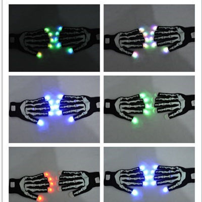 Adult LED Skeleton Rave Flashing Gloves Glow Light Up Finger Tip Lighting Glove Bar wedding home decor wedding