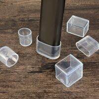 4Pcs Rubber Square Round Transparent Floor Protector Pads Chair Leg Caps Table Foot Dust Cover Pipe Plugs Furniture Leveling Fee