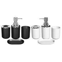 【jw】ஐ♗☾  Novo 8 Pcs Plástico Banheiro Acessório Set Banho Escova Set Com Suporte Escova De Dentes Cup(Black   White)