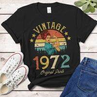 Vintage 1972 Original T-Shirt For Women Retro Colored Cotton T-Shirts Birthday Gift For Women Short Sleeve Ladies