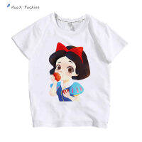 HuaX หญิงเสื้อยืดลายการ์ตูน Snow White เจ้าหญิงแช่แข็งคอกลมแขนสั้นเสื้อยืดสำหรับ5-10ปี