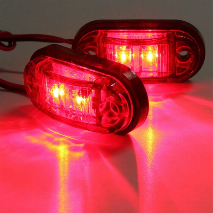 5pcs-red-led-2-5inch-2-diode-light-oval-clearance-trailer-truck-side-marker-lamp