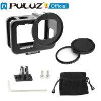 PULUZ กรงป้องกันโลหะผสมอลูมิเนียมซีเอ็นซีสำหรับ Gopro HERO11สีดำ HERO10 9ชิ้นและกรอบ UV 52มม.