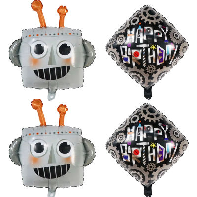 102050pcs Cartoon Pioneer Robot Head Foil Helium Balloons Air Globos Children Birthday Technology Party Decorations Kids Toys