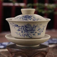 130ml Teaware Antique Coarse Pottery Hand Painted Gaiwan Tea Cup Ceramics Cup Kung Fu Tea Set Bowl Chinese Tea Master Cup Tureen