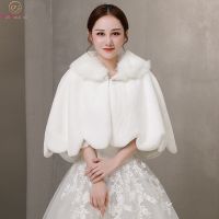 2021 New Ivory Women Fur Shawls Wedding Wraps Formal Dress Cheongsam Married Outerwear Bridal Capes Autumn Winter Jackets Bolero